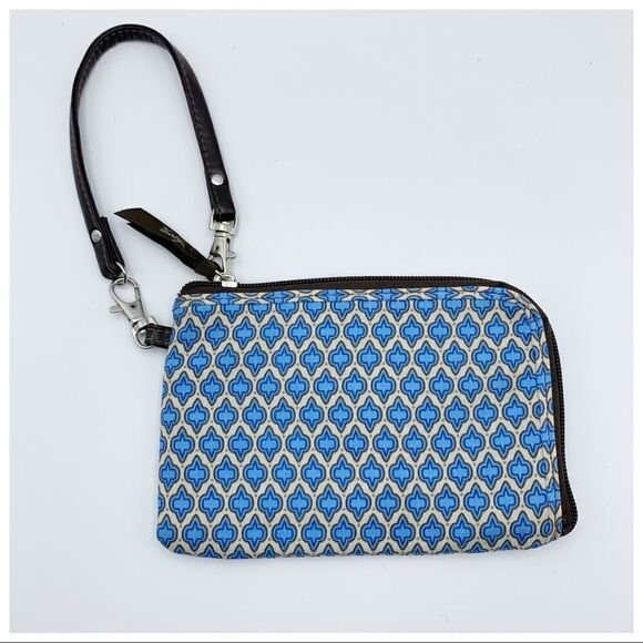 Thirty One Cotton Blue Medallion Wristlet Wallet - Picture 2 of 8